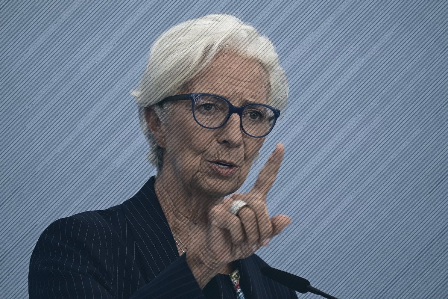Christine Lagarde, president of the European Central Bank, gestures while speaking at a press conference
