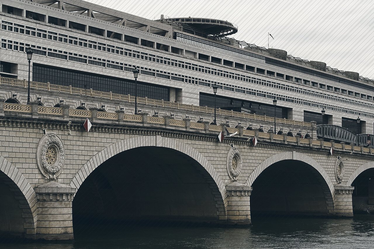 The French finance ministry building at Bercy and the Pont de Bercy, Paris