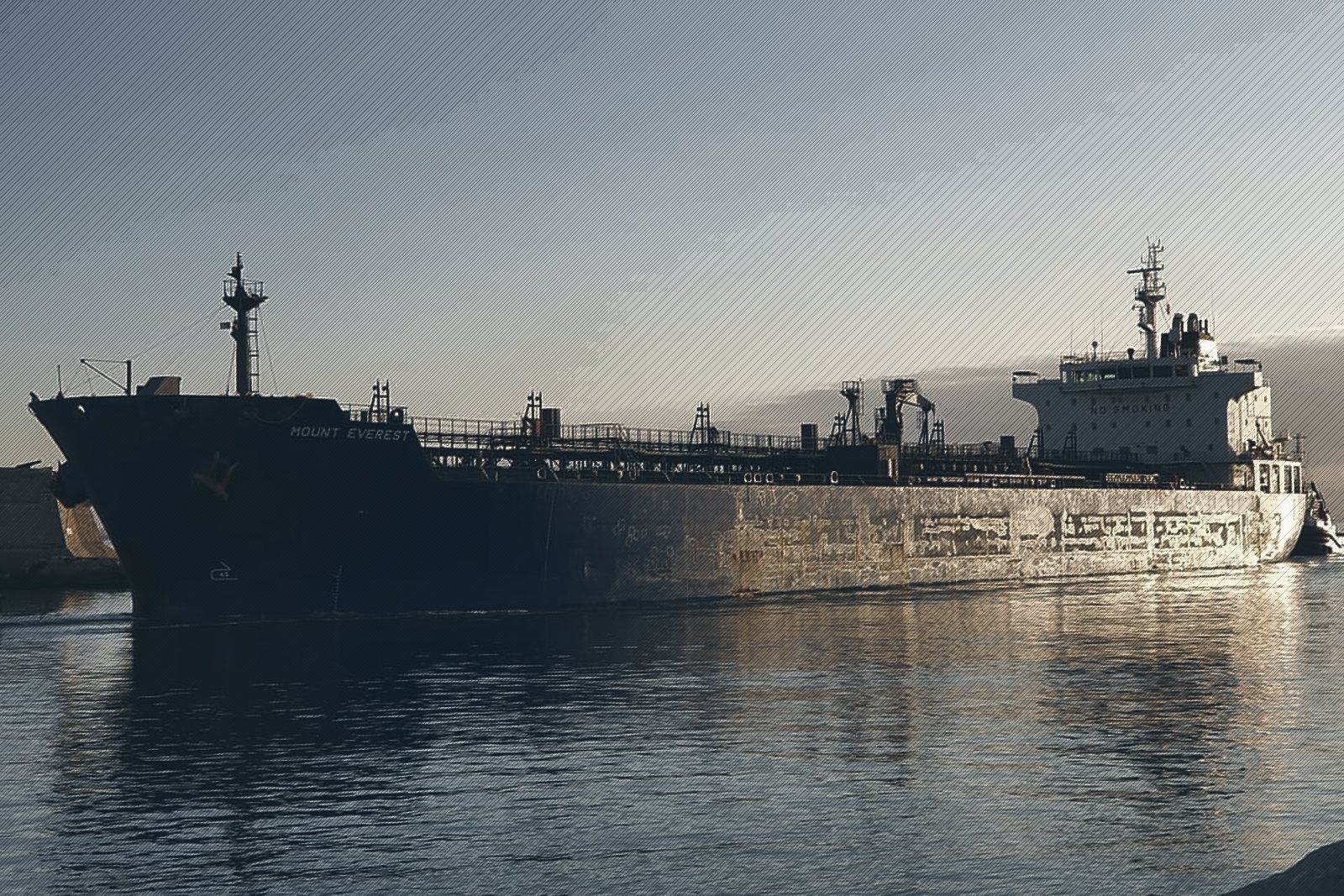 An oil tanker under way at sea