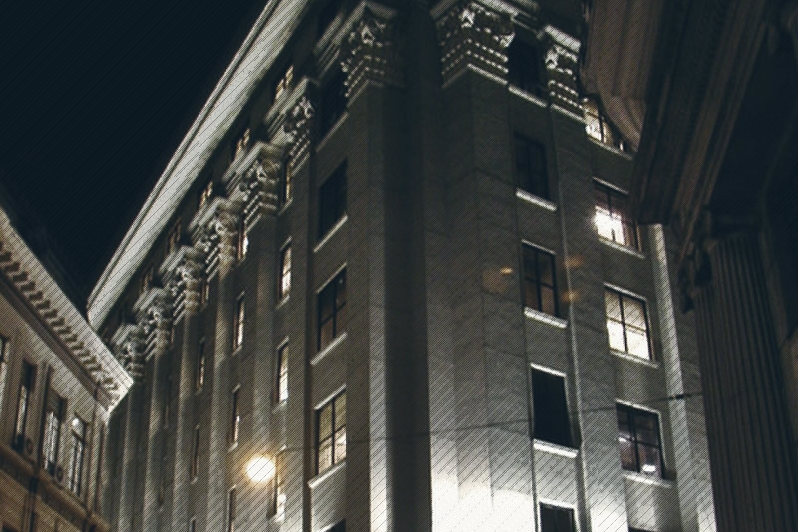 The B3 stock exchange building in central São Paulo, lit at night